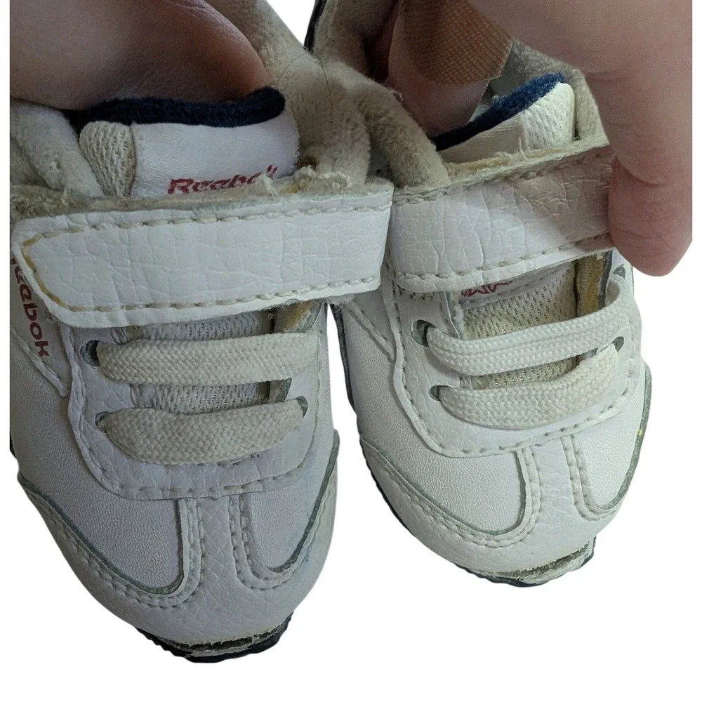 Vintage Reebok Classic Sneakers Platform Trainers White Red Blue Toddler Size‎ 2